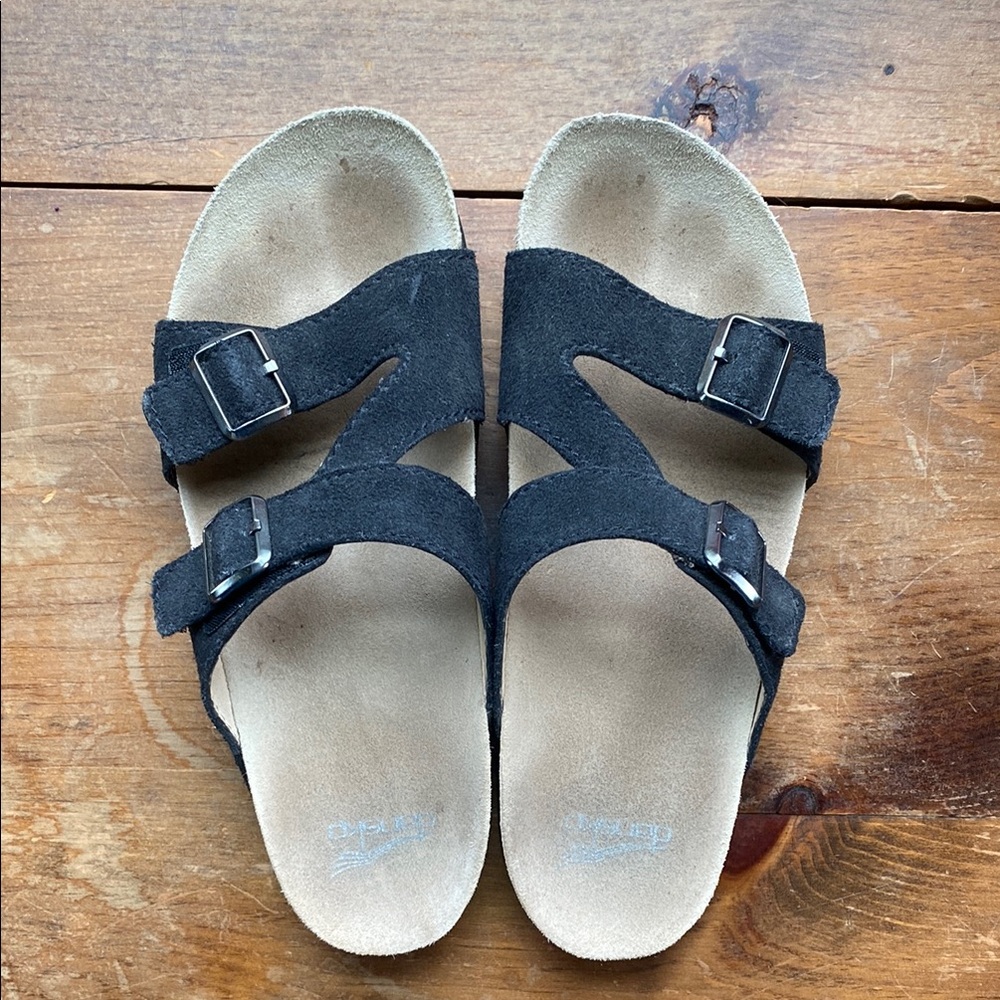 Dansko Black Suede Sandals